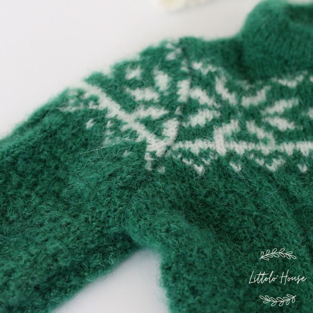 Baby Mohair Top with Shorts and Hat Christmas Special Outfit O029 | NB | Green