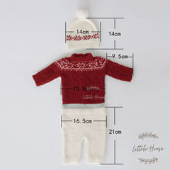 Baby Mohair Top with Shorts and Hat Christmas Special Outfit O029 | NB | Red