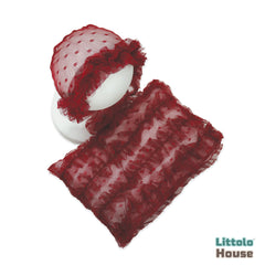 Baby Net Frilled Pillow with Net Bonnet Set of 2 SR086 | NB | Cherry