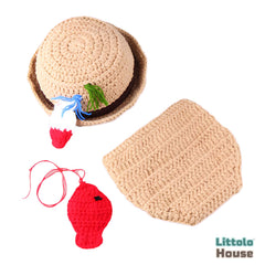 Baby Newborn Fisherman Baby Handmade Crochet Photoshoot O136 | 3M | Beige