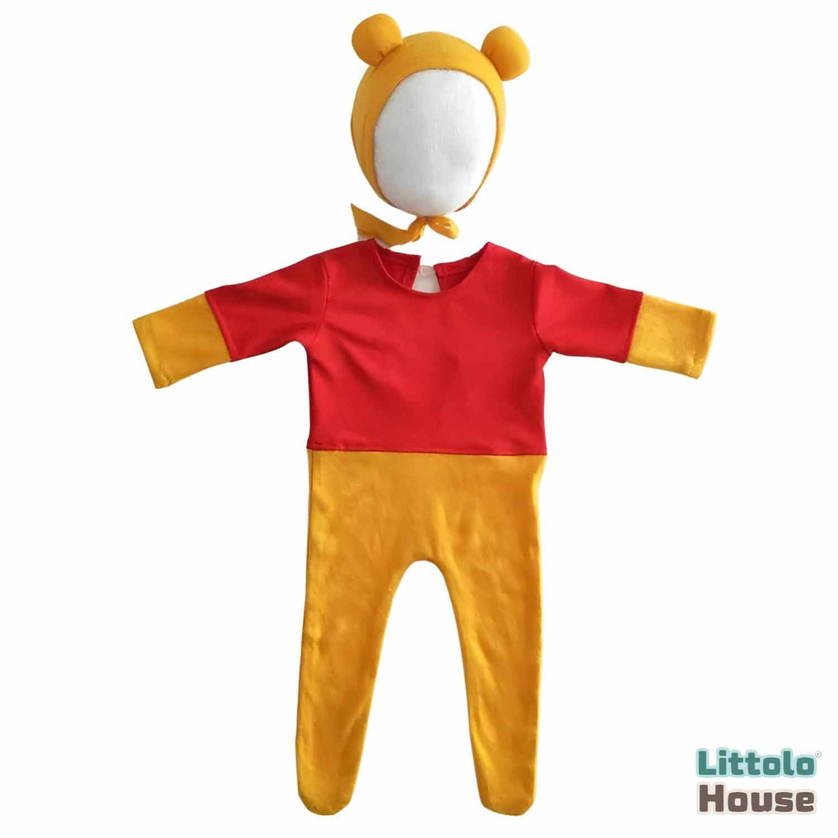 Baby Pooh Costume with Bonnet Outfit O085 | 3M | Red Yellow