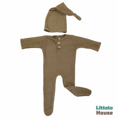 Baby Romper and Sleep Hat D2 SR056 | Set of 2 | 2M | Brown