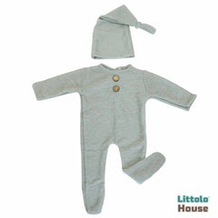 Baby Romper and Sleep Hat D2 SR056 | Set of 2 | 2M | Grey