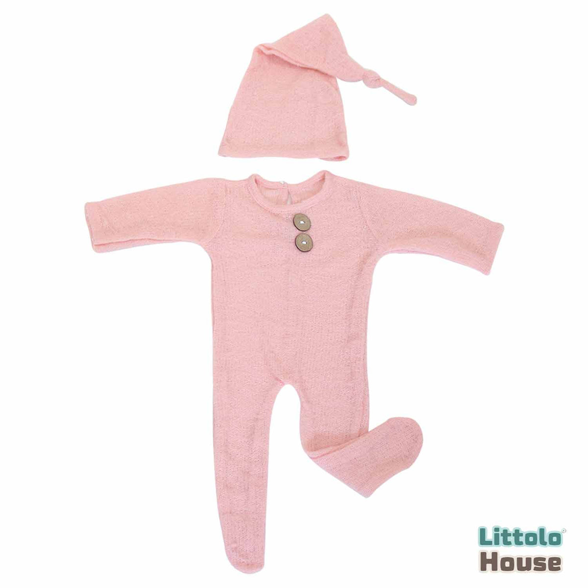 Baby Romper and Sleep Hat D2 SR056 | Set of 2 | 2M | Light Pink