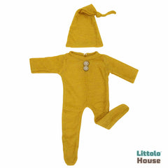 Baby Romper and Sleep Hat D2 SR056 | Set of 2 | 2M | Mustard