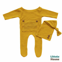 Baby Romper and Sleep Hat SR017 | Set of 2 | 2M | Mustard