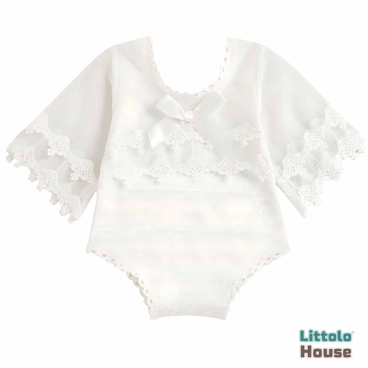 Baby Romper with Long Mesh Sleeves Outfit O024 | 1Y | White