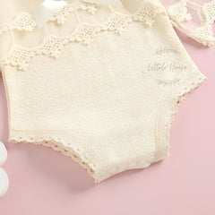 Baby Romper with Long Mesh Sleeves Outfit O024 | 1Y | Cream