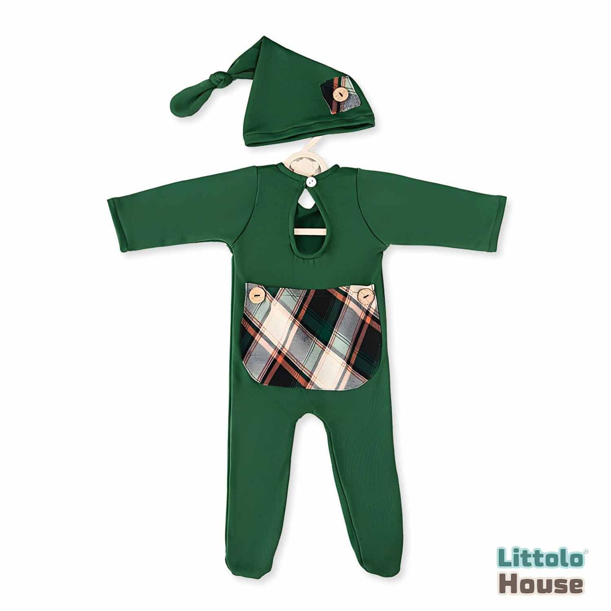 Baby Romper with Sleep Hat O108 | 3M | Green