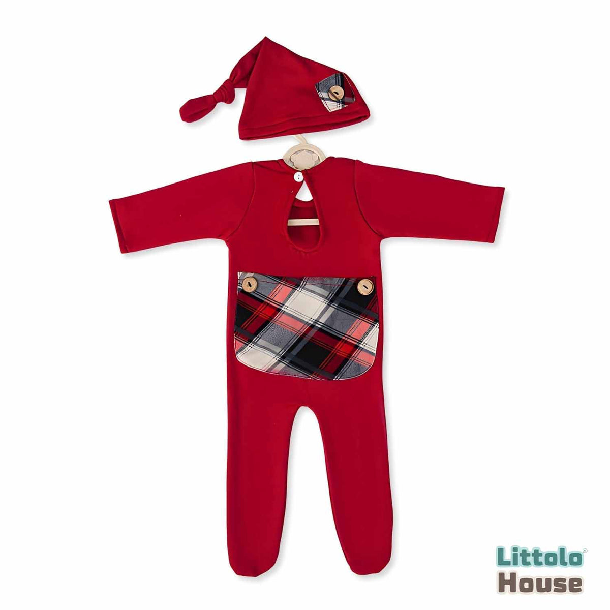 Baby Romper with Sleep Hat O108 | 3M | Red