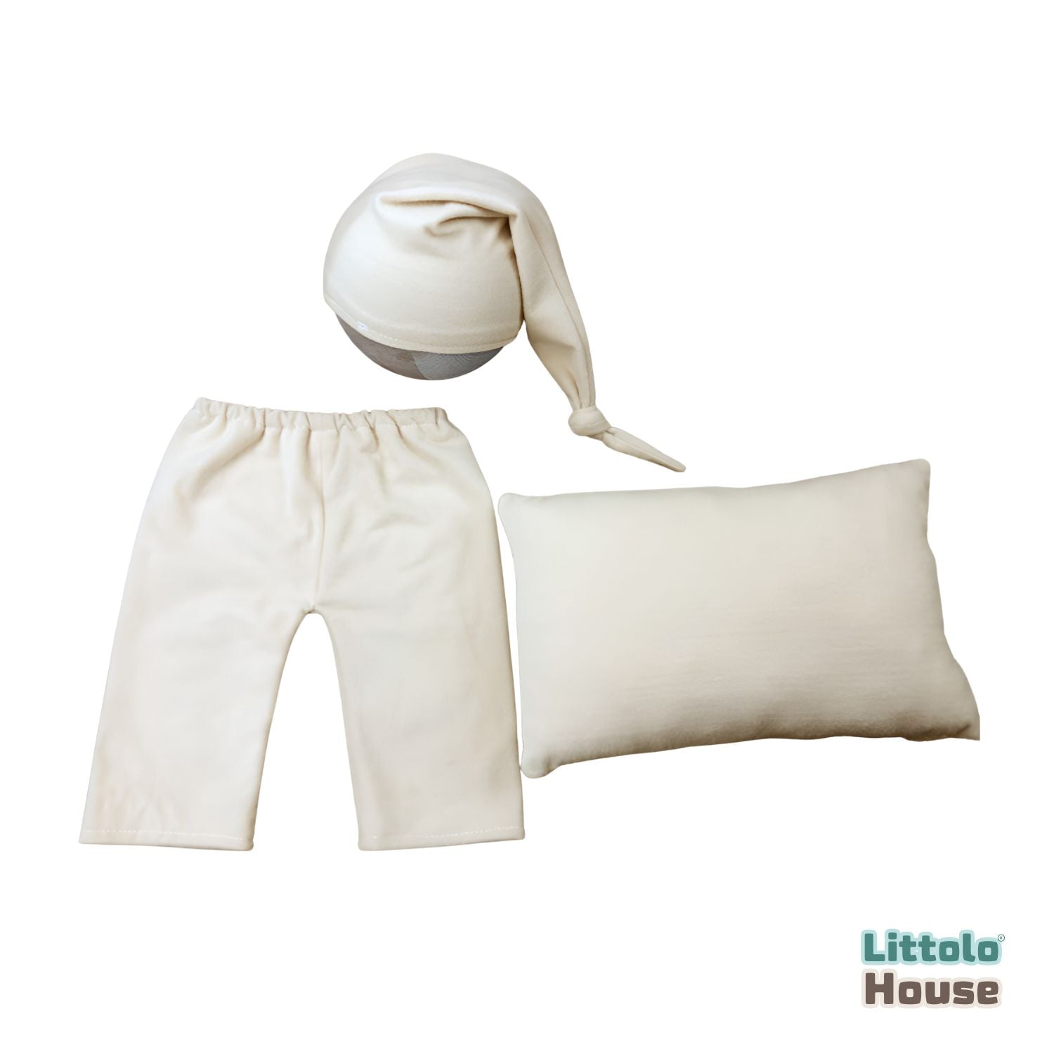 Baby Short Pants, Sleep Hat and Pillow Set of 3 O102 | 3M | Beige