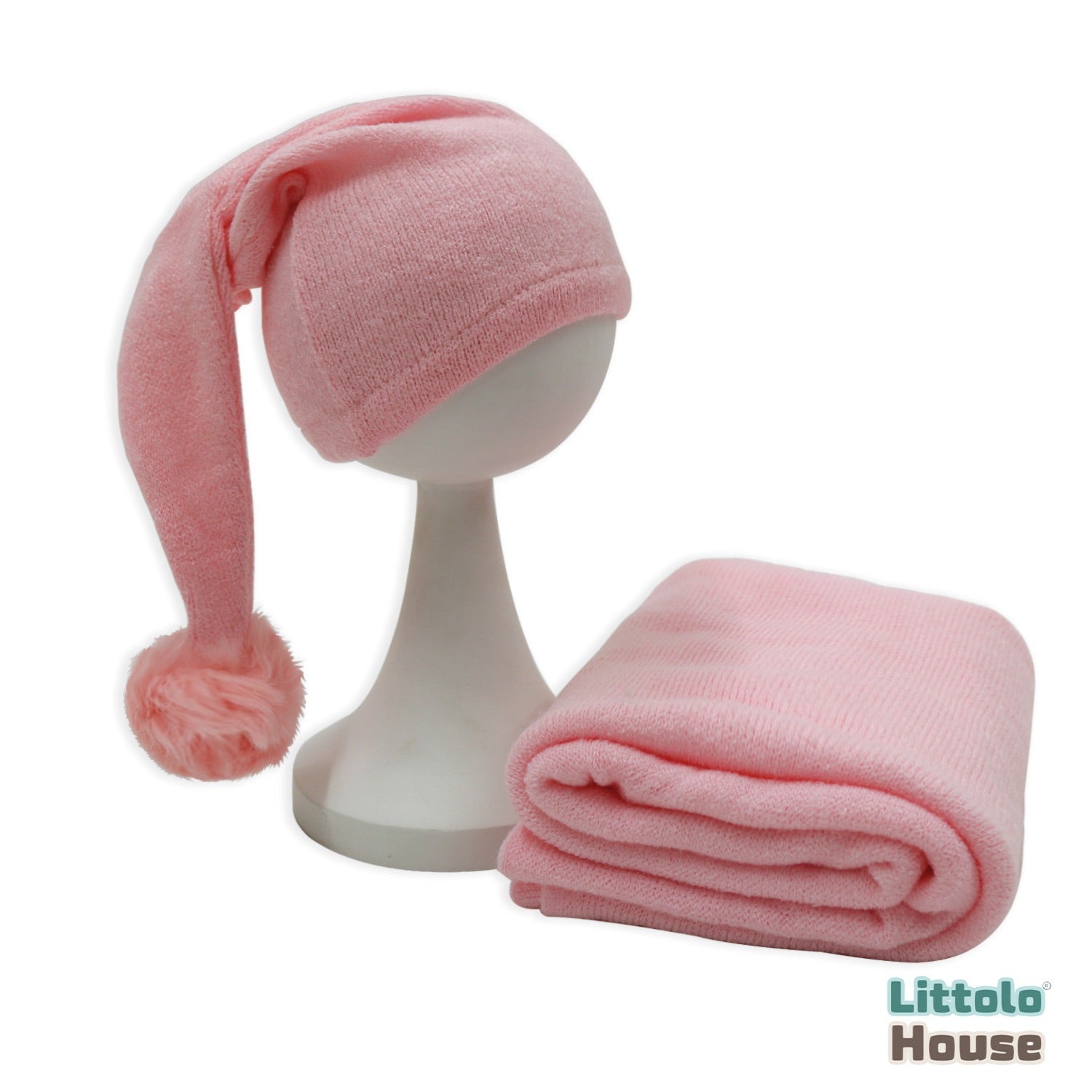 Baby Sleep Hat and Wrap SR013 | Set of 2 | 3M | Pink