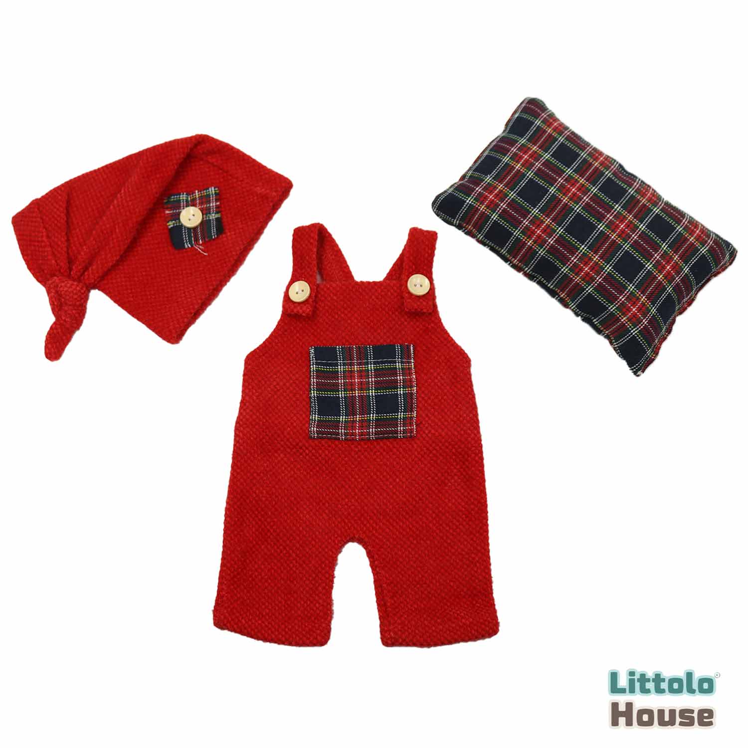 Baby Strapped Romper with Sleep Hat & Pillow O133 | 2M | Red