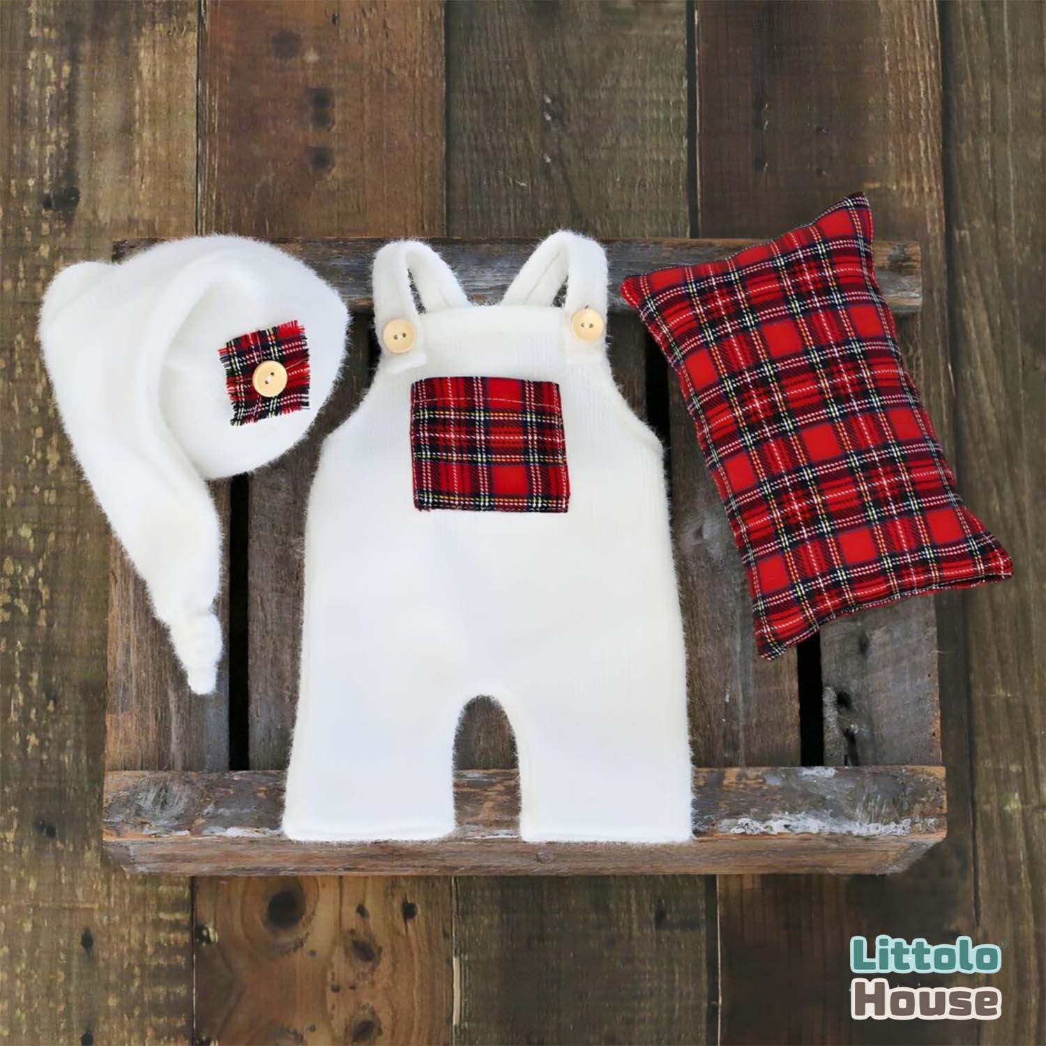 Baby Strapped Romper with Sleep Hat & Pillow O133 | 2M | White