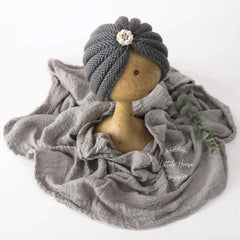 Baby Turban Hat With Cheese Wrap | 3M | Grey