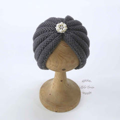 Baby Turban Hat With Cheese Wrap | 3M | Grey