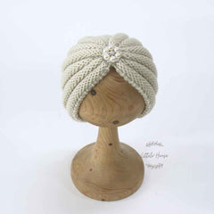 Baby Turban Hat With Cheese Wrap | 3M | Milky White