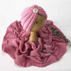 Baby Turban Hat With Cheese Wrap | 3M | Pink