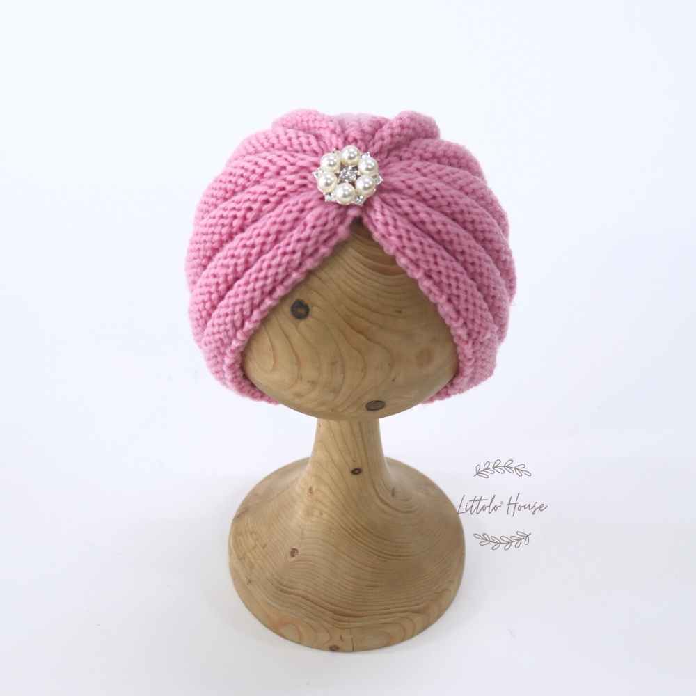 Baby Turban Hat With Cheese Wrap | 3M | Pink