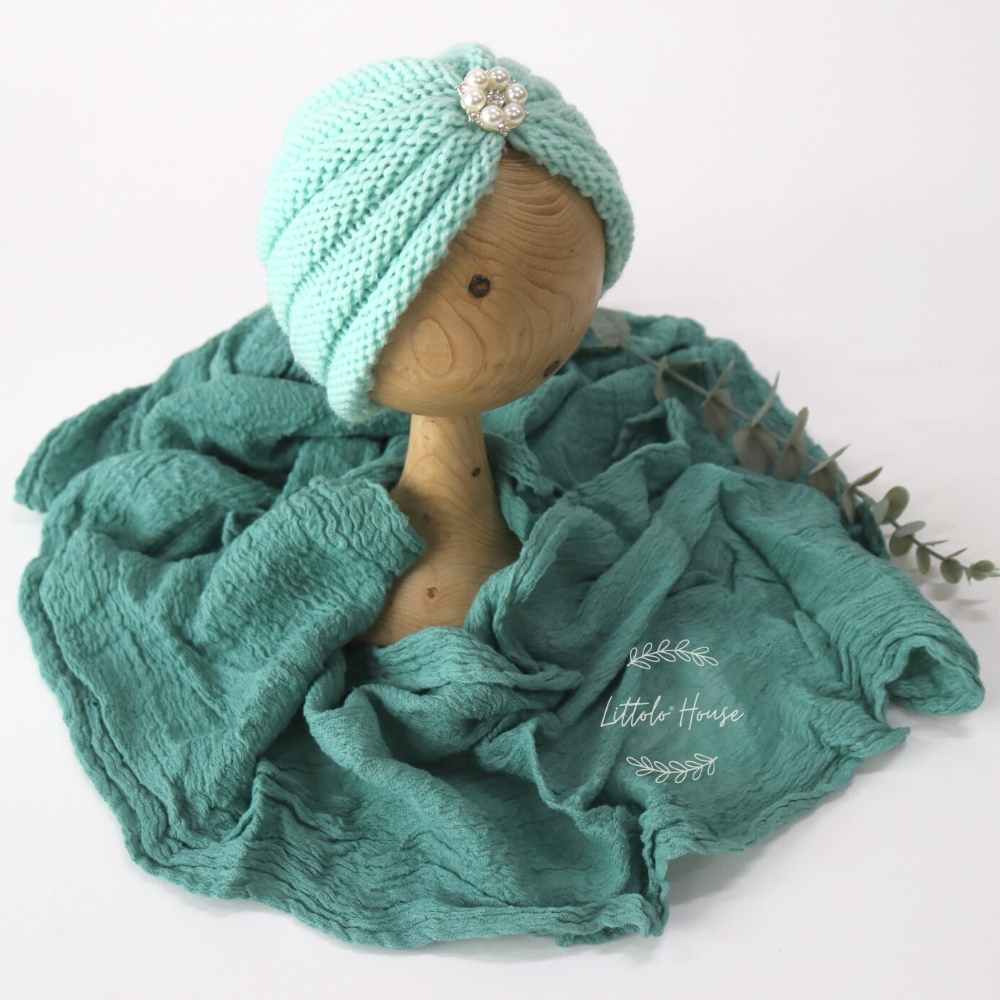 Baby Turban Hat With Cheese Wrap | 3M | Mint