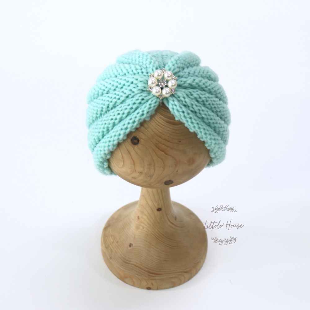 Baby Turban Hat With Cheese Wrap | 3M | Mint