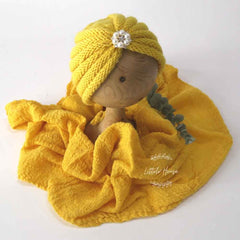 Baby Turban Hat With Cheese Wrap | 3M | Yellow