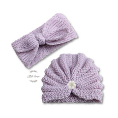 Baby Turban Hat and Hairband Set of 2 | NB | Lavender