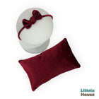 Baby Velvet Posing Pillow with Bow Hairband SR087 | NB | Burgundy