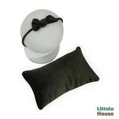 Baby Velvet Posing Pillow with Bow Hairband SR087 | NB | Dark Green