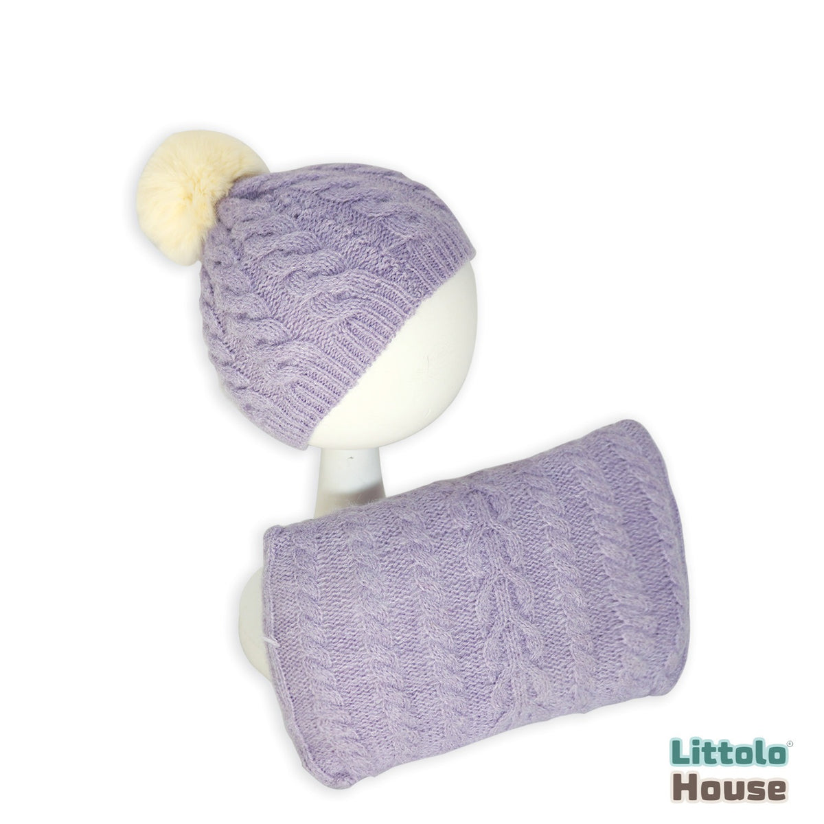 Baby Wool Hat and Pillow Set of 2 B013 | NB | Lavender