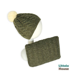 Baby Wool Hat and Pillow Set of 2 B013 | NB | Mehndi Green