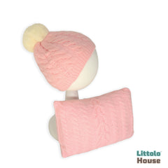 Baby Wool Hat and Pillow Set of 2 B013 | NB | Pink