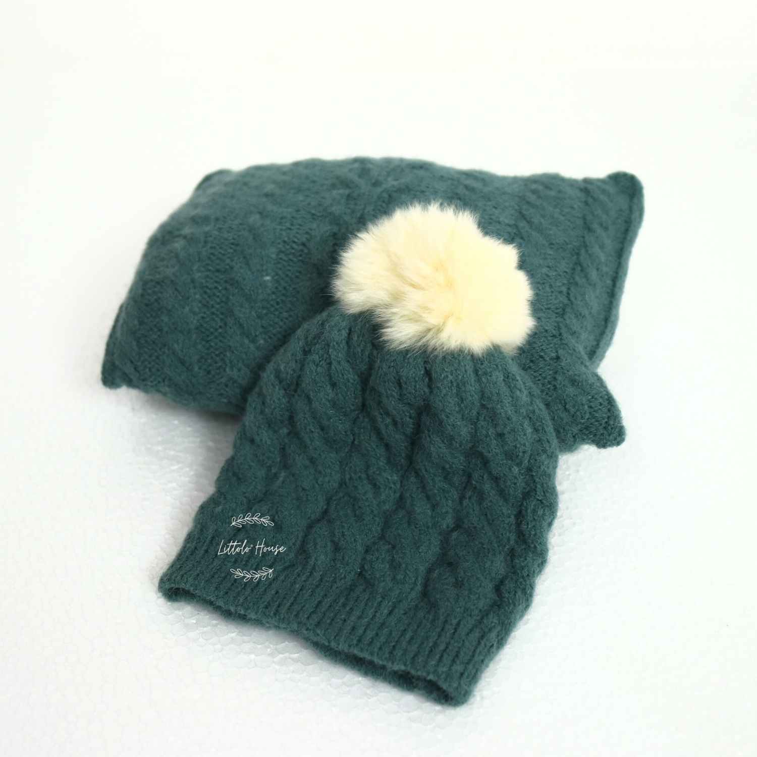 Baby Wool Hat and Pillow set of 2 | NB | Green