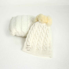 Baby Wool Hat and Pillow set of 2 | NB | Natural White