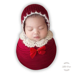 Baby Wool Knit Bonnet B021 | NB | Cherry