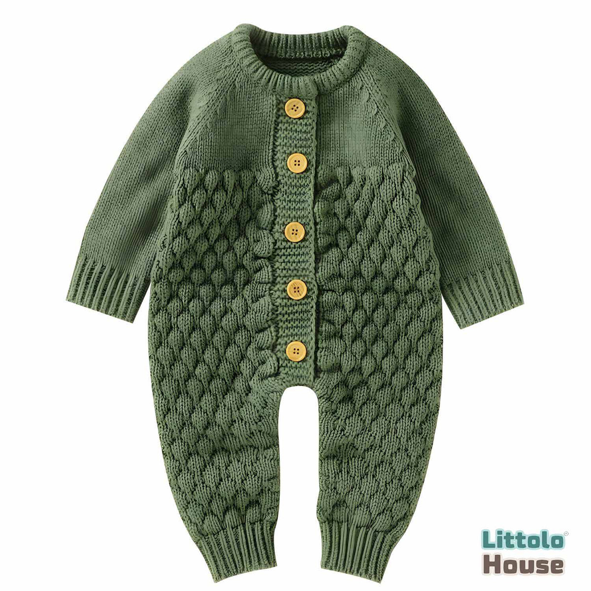 Baby Wool Knitted Romper Outfit O056 | 18M | Green