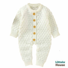 Baby Wool Knitted Romper Outfit O056 | 18M | Rice White