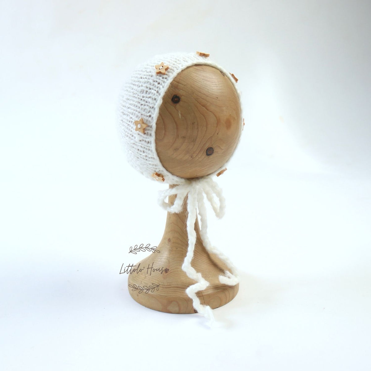 Baby Woolen Star Bonnet | NB | Milky White