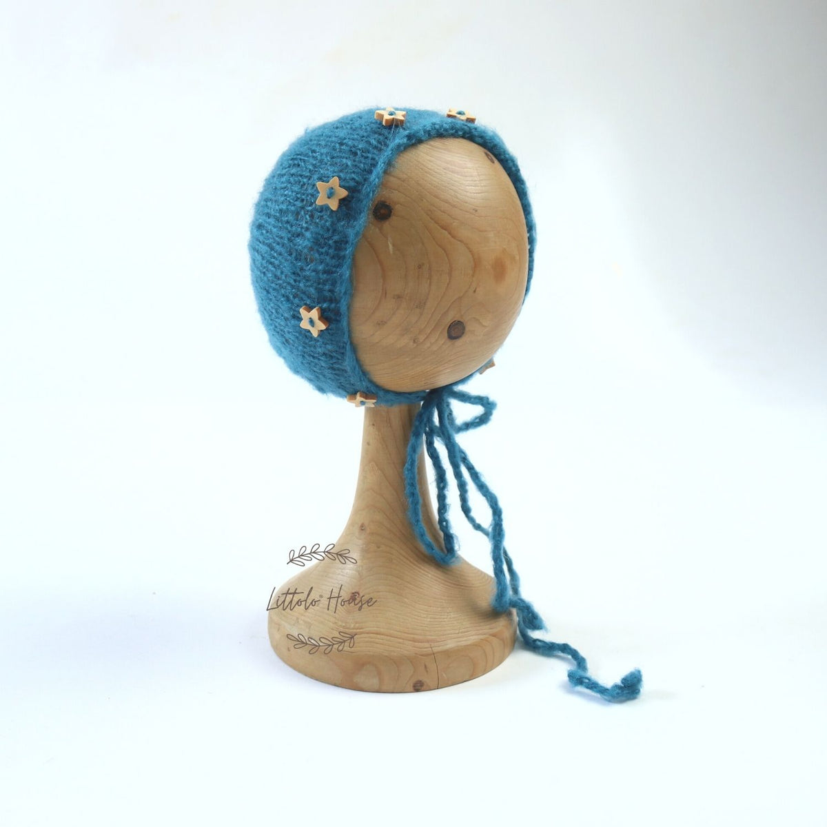 Baby Woolen Star Bonnet | NB | Peacock Blue