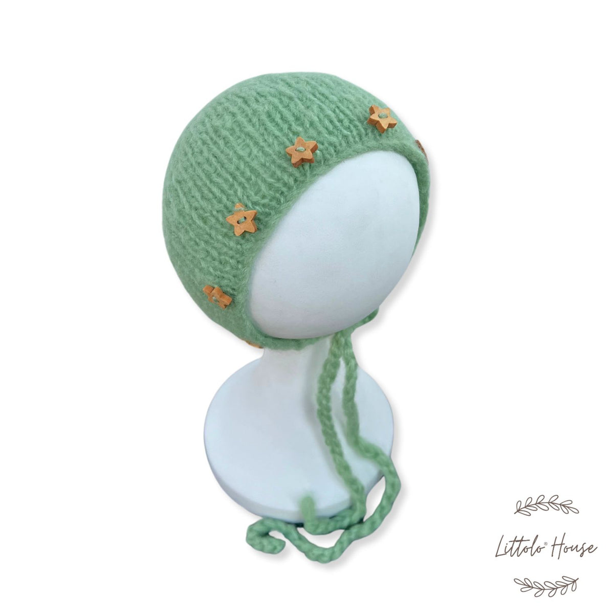 Baby Woolen Star Bonnet | NB | Bean Green