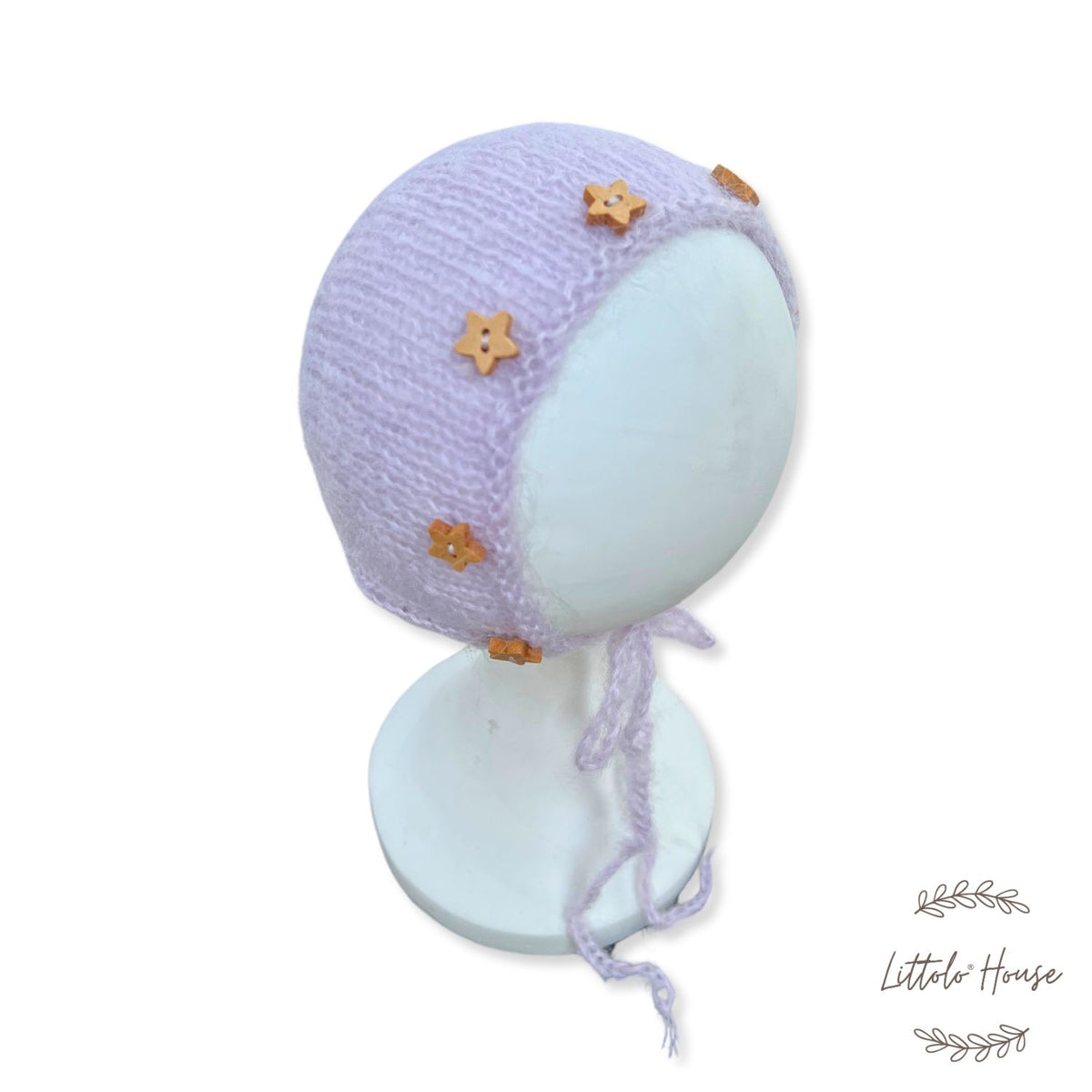 Baby Woolen Star Bonnet | NB | Lavender