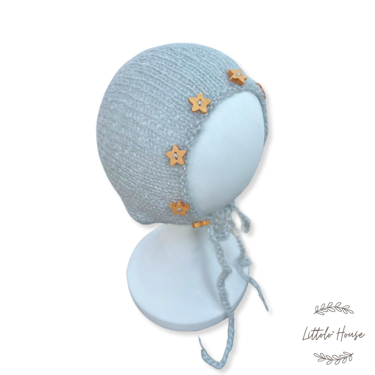 Baby Woolen Star Bonnet | NB | Light Grey