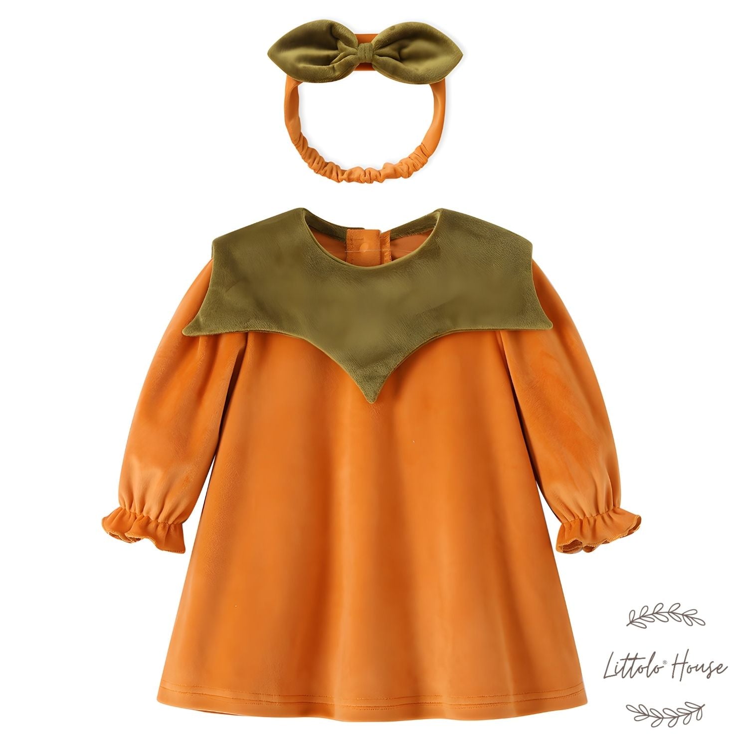 Baby Girl Halloween Frock with Hairband O123 | 15M | Sandstone Orange