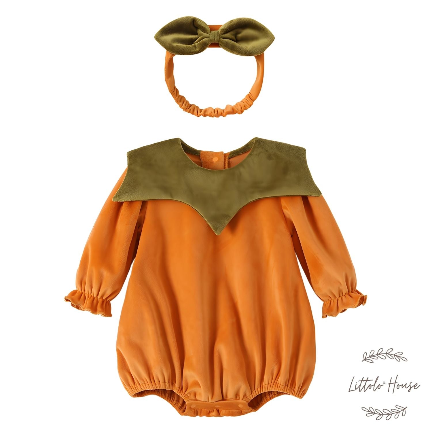 Baby Girl Halloween Romper with Hairband O123 | 6M | Sandstone Orange