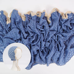 Baby Knitted Wrap with Knitted Bonnet Set of 2 SR083 | NB | Cornflower