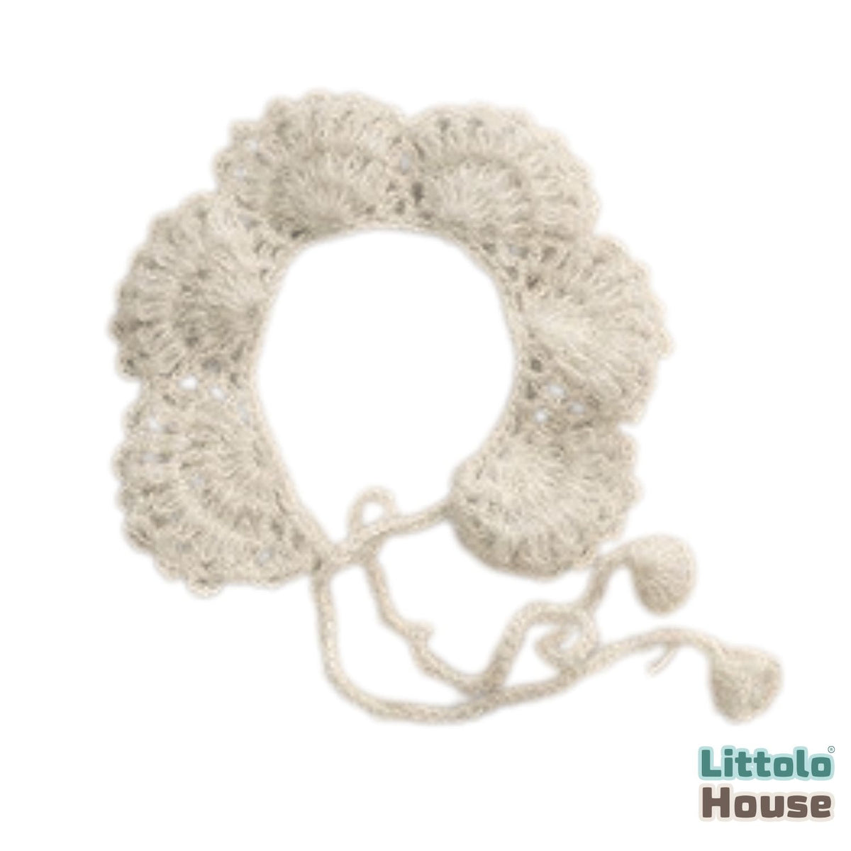 Baby Wool Knit Hand knitted Bib A042 | Off White