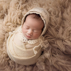 Baby Wool Knit Hand knitted Bib A042 | Off White