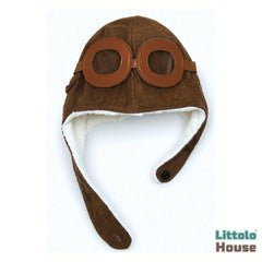 Baby Aviator Pilot Hat with Goggles | 2Y | Brown
