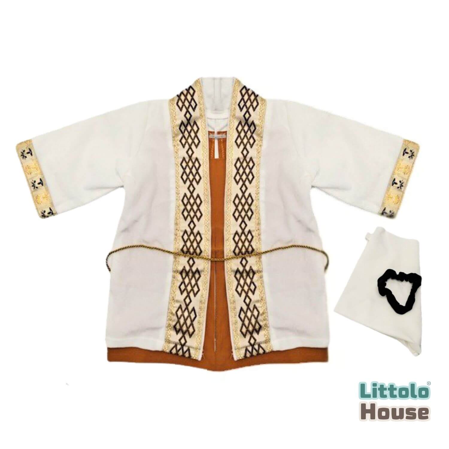 Baby Boy Shaikh Costume Outfit O062 | 1Y | White Sandstone Orange