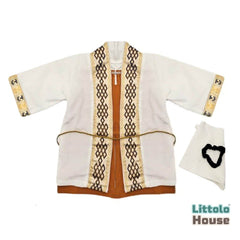 Baby Boy Shaikh Costume Outfit O062 | 1Y | White Sandstone Orange